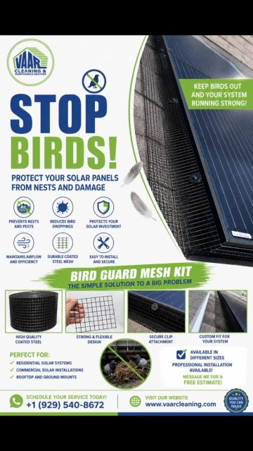 Take advantage of this offer.  We cleaned underneath, installed bird-proof mesh, and left it all shining ✨”. #solarpanelmaintenance #cleaning #newyorkcity #reel #viralreels